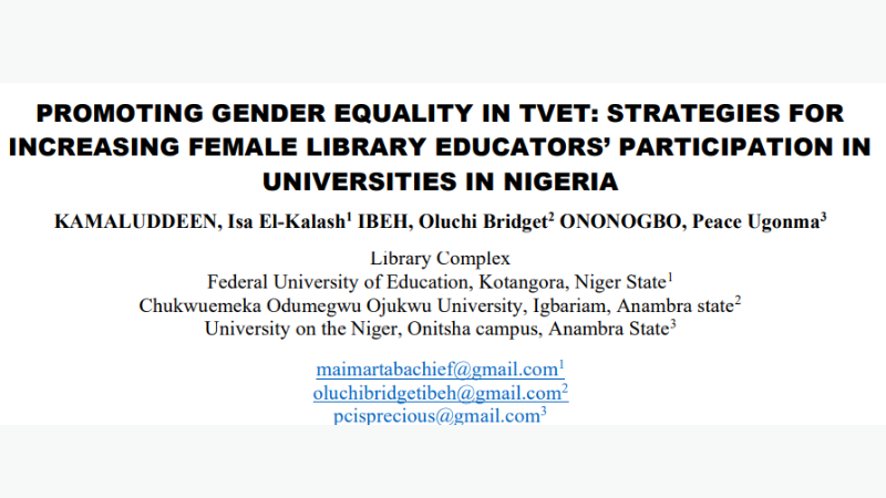 Promoting Gender Equality in TVET in Nigeria's Universities