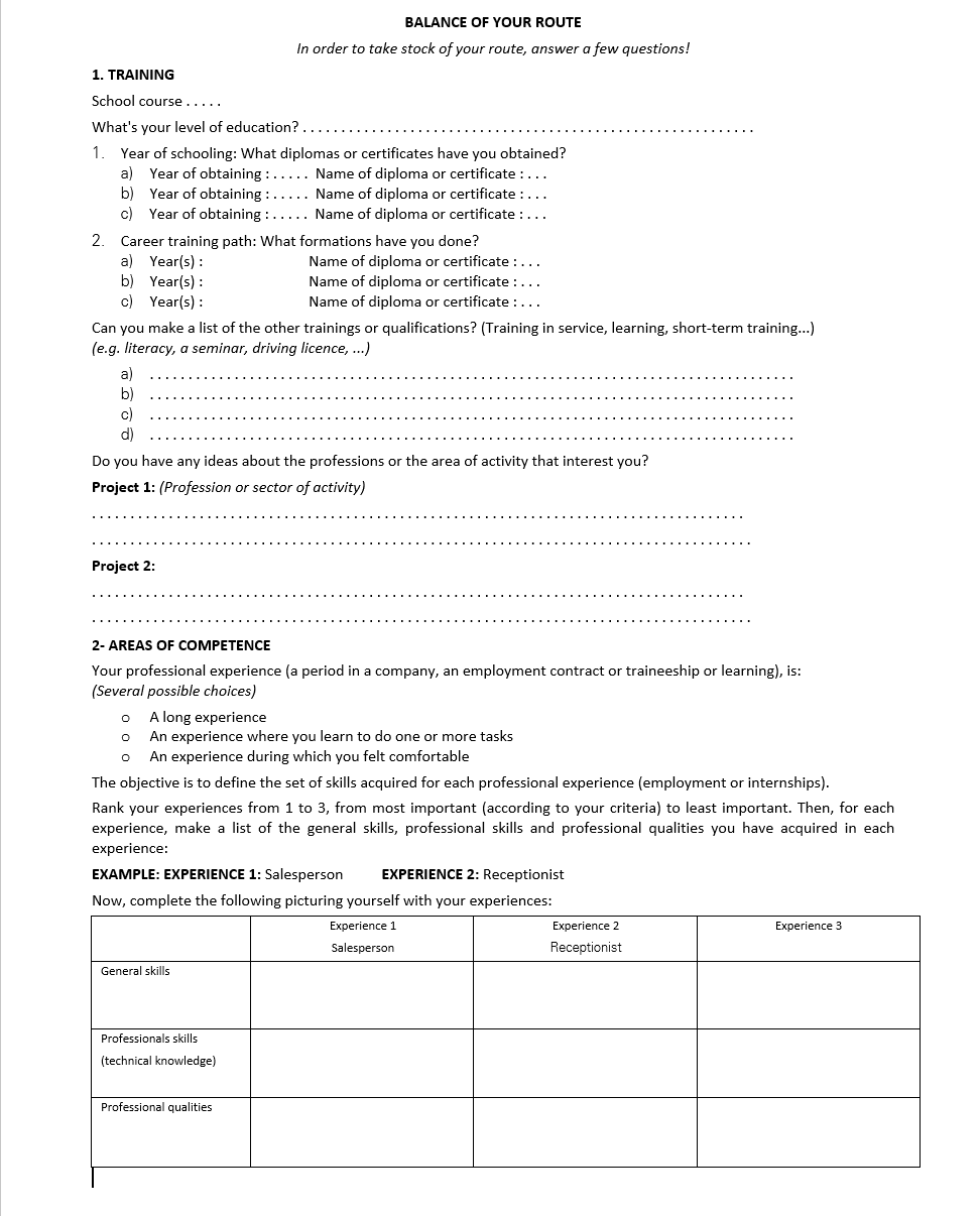 Figure 3: Guiding exercises