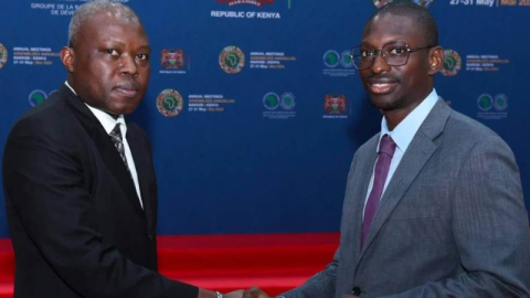 Intel Director of Government Affairs for Africa and IGA CTO Liaison Bienvenu Agbokponto Soglo and AfDB Acting Director of Industrial and Trade Development Ousmane FallAfDB
