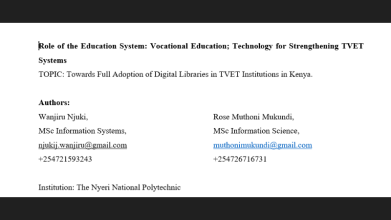Digitizing TVET Libraries in Kenya: Challenges and Opportunities